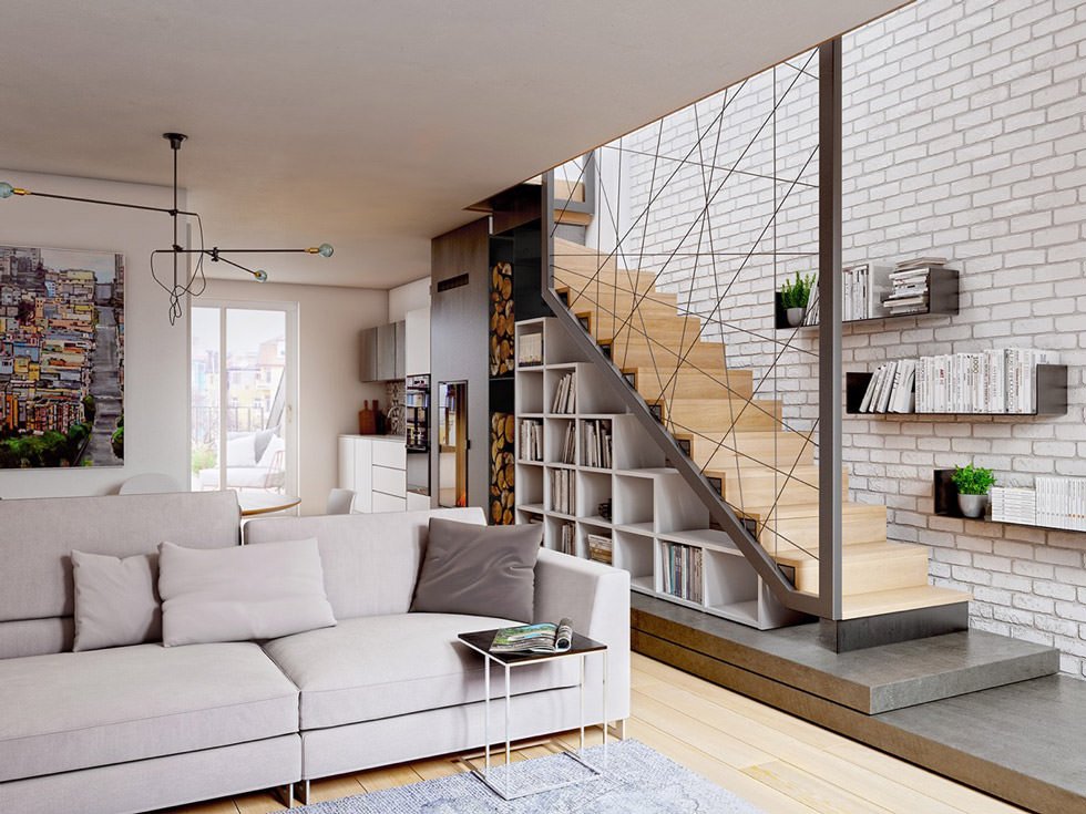 PADMA HOUSE Libreria Ad Angolo A Forma Di L, 5 Ripiani, Grigio, 70x25x174,5 Cm, Per Soggiorno E Ufficio