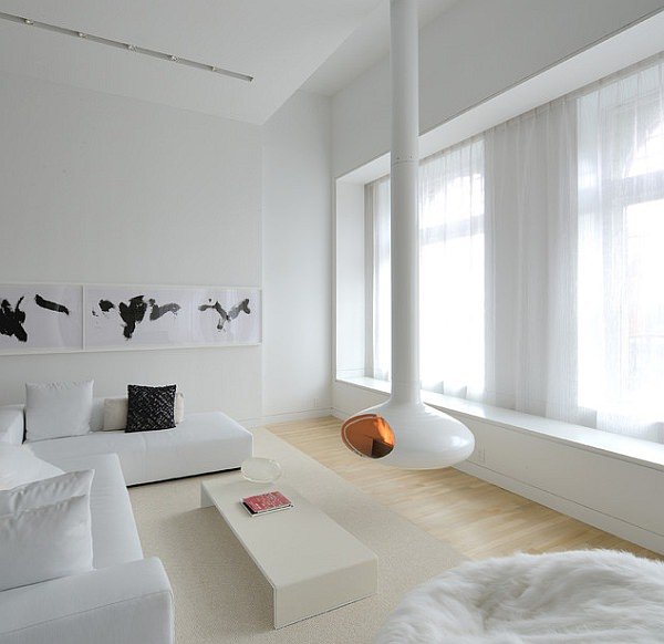 The Fireorb fireplace in white is a perfect addition to minimal homes