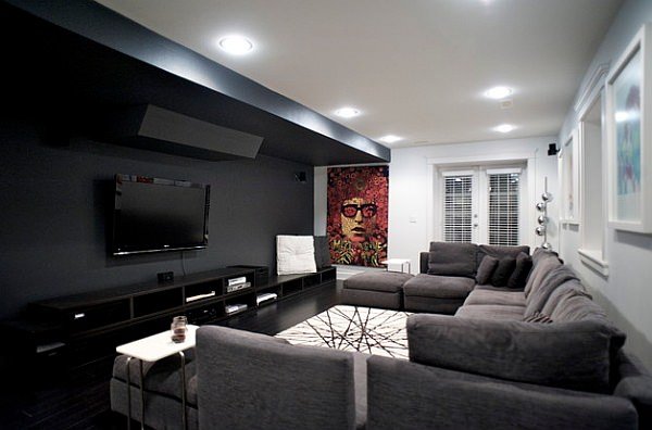 Beautiful minimal living room in black, white and gray